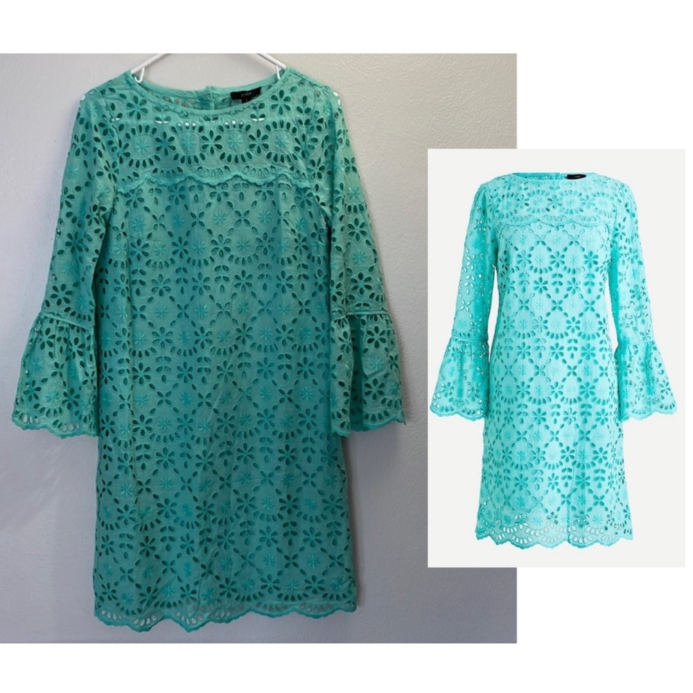 J. Crew Bell Sleeve Embroidered Eyelet Dress - Sz 4